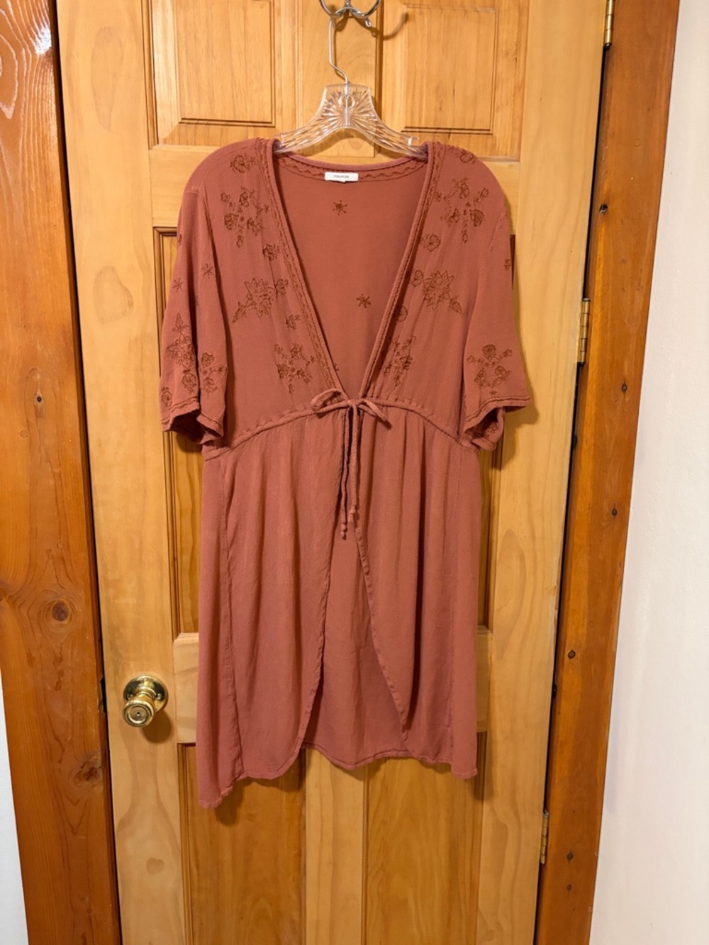🌵5 for $20🌵 Maurice’s Boho Embroidered Rust Tie-Front Kimono